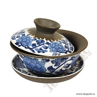 Чашка с блюдцем и крышкой (гайвань), керамика